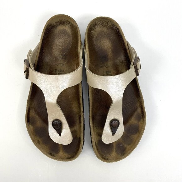 BIRKENSTOCK Womens Size 37 US 6.5 Leather THONG SANDALS LADIES Slippers - Picture 1 of 9